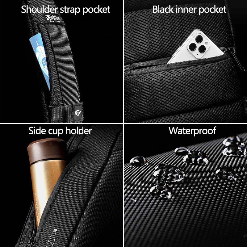 Men Oxford Password Lock Anti-theft Reflective Strip Design Waterproof Multi-pockets Crossbody Sling Bag Chest