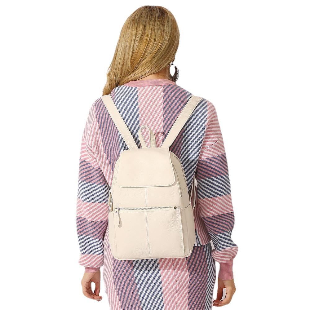 Casual High Quality Ladies‘s Soft Genuine Leather Schoolbag With Large Capactity
