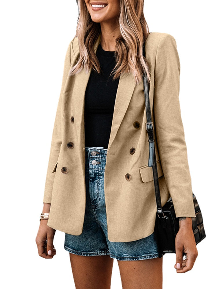 Women Lapel Long Sleeve Spliced Solid Casual Fashion Daily Workwear Suit