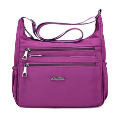 Women Nylon Light Shoulder Bags Multi Pockets Waterproof Crossbody Bag