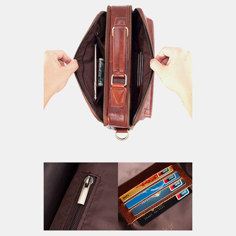 Men Genuine Leather Business Bag Handbag Shoulder Crossbody