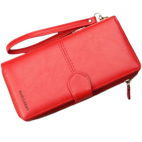 Women Faux Leather Large Capacity Fashion Purse Wallet Pure Color Clutch Bag Card Holder