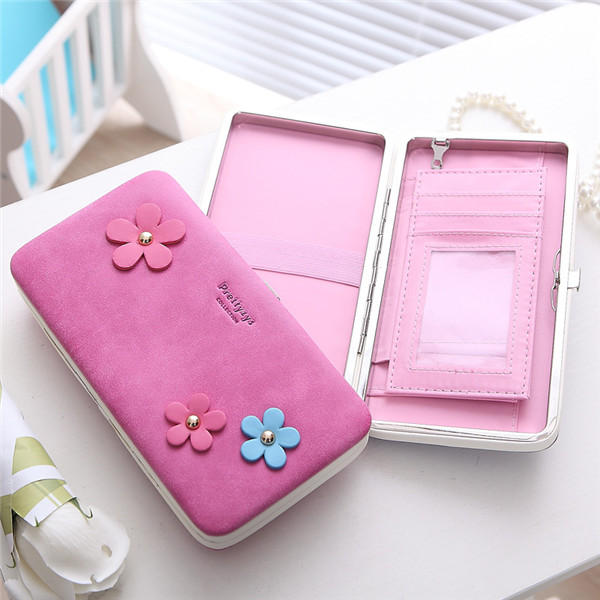 Women Flower 5.5 Inch Phone PU Wallet Case Cover Long Purse For Iphone Huawei Xiaomi