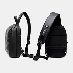 Men Fashion Casual Chest Bag Shoulder Crossbody With USB Charging Port