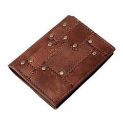 Women Short Bifold Wallet Splicing Rivet Design Vintage Business Card Holder