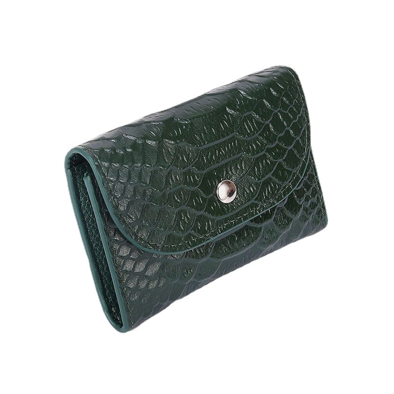 women genuine leather multifunction lychee pattern coin bag small wallet