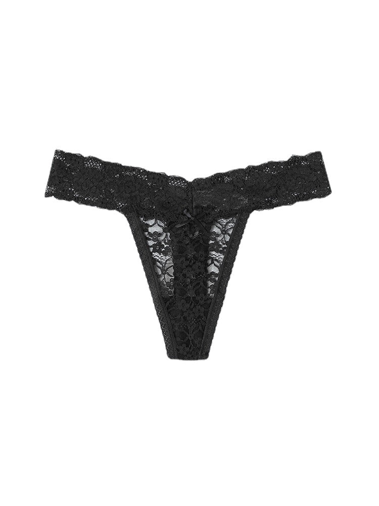Plus Size Women Lace Solid Color Thong Low Rise Underwear