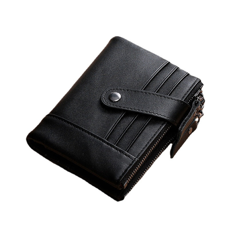 Men Genuine Leather Vintage RFID Blocking Zipper Coin Wallet