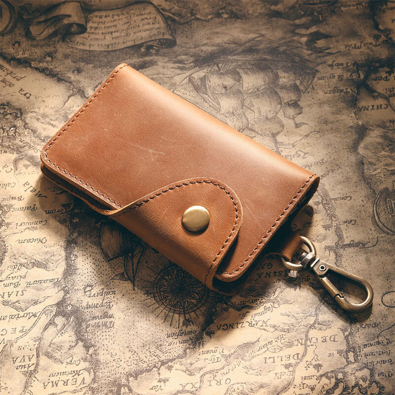 Men Genuine Leather Vintage Unisex Mulit-functional Waist Hanging Key Bag Durable Coin Purse