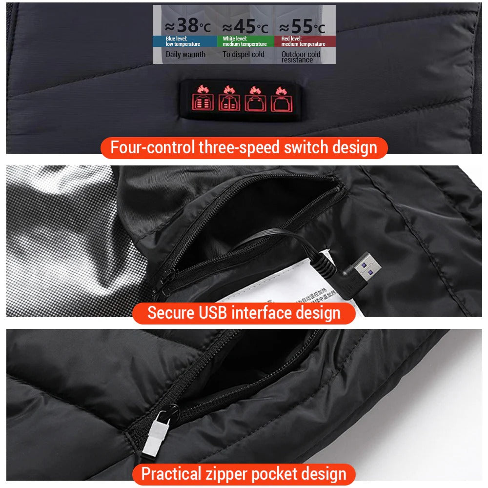 Heated Vest 13 Heating Areas Oversized Women Men Winter Vest Self Heating Vest Usb Electric Thermal Vest Jacket Outdoor Veste