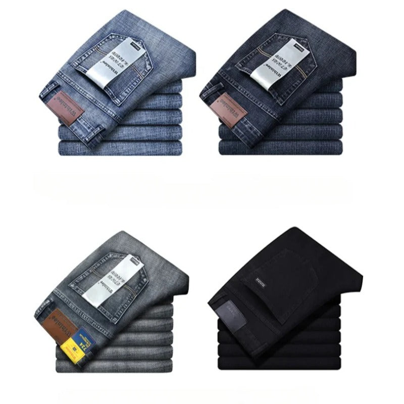 Men's Classic Straight Fit Stretch Jeans – Midweight Denim Trousers for Work & Casual