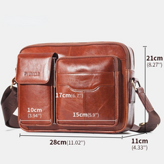 Men Genuine Leather Large Capacity Crossbody Bag Business For Outdoor