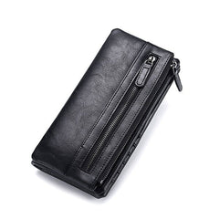 Men PU Leather Solid Long Phone Purse 11 Card Slot Wallet