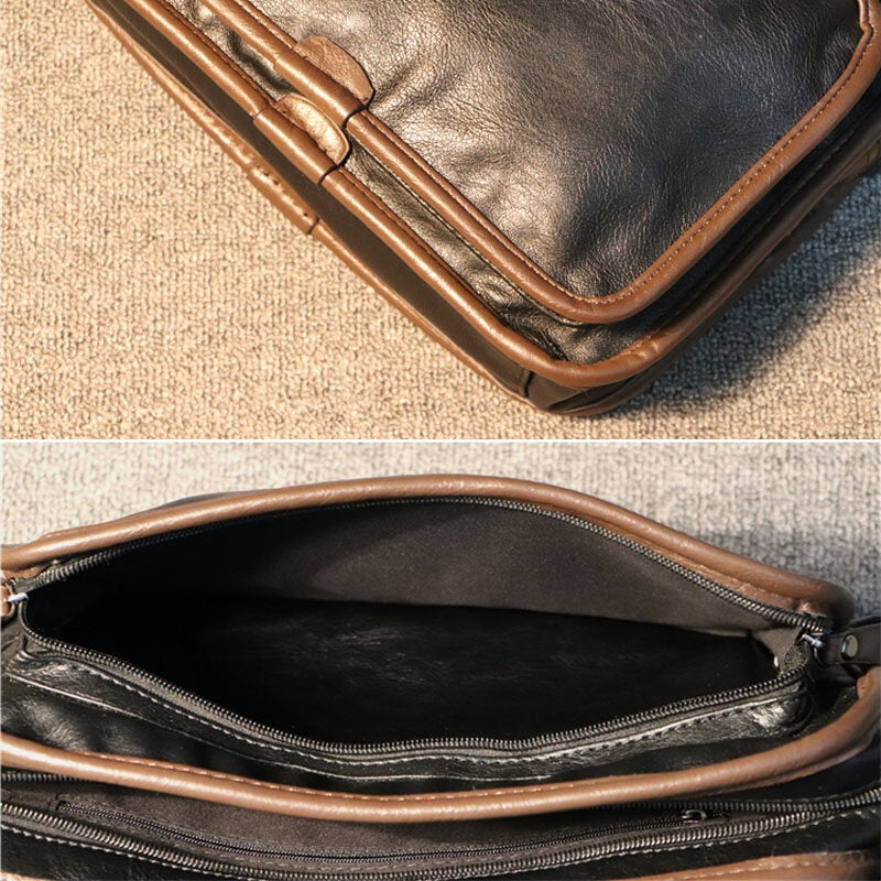 Men Casual Soft Leather Back Anti-theft Pocket Crossbody Bags Messenger Shoulder Bag
