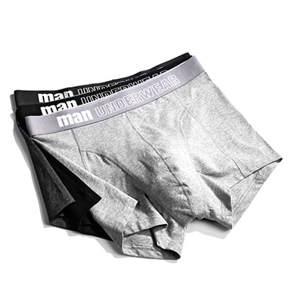 Mens Cotton Breathable Casual U Convex Underwear Pure Color Mid Rise Boxers