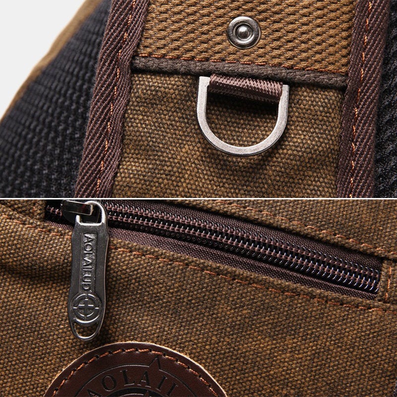 Men Retro Washed Canvas Multi-pocket Waterproof Chest Bag Outdoor Sport Large Capacity Wear-resistant Crossbody Shoulder