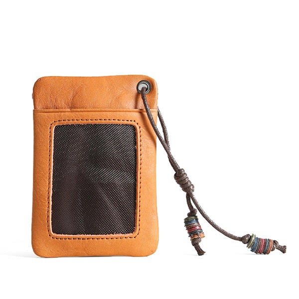 Genuine Leather Solid Zipper Coin Purse Wallet For Men Women