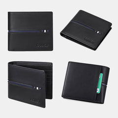 Men Horizontal Bifold RFID Blocking Card Case Retro Short Multi-card Slot Card Holder Coin Purse Money Clip Driver's License Wallet