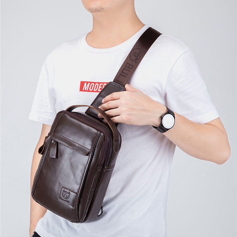 Vintage Genuine Leather Chest Bag Crossbody Shoulder