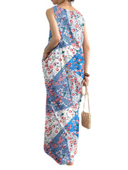 Floral Print Pocket Sleeveless Round Neck Maxi Dress