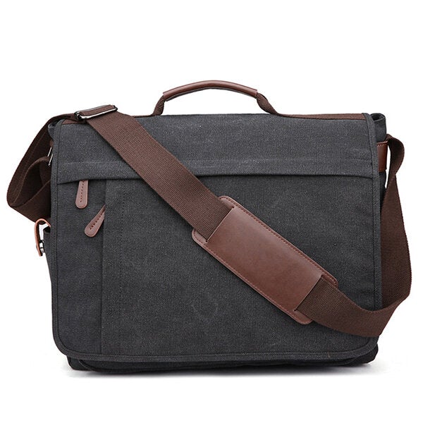 Large Capacity Canvas Business Laptop Bag Shoulder Crossbody For Men