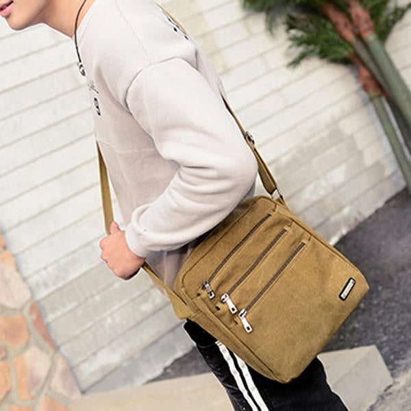 Men Canvas Outdoor Crossbody Bags Leisure Multi-Function Shoulder