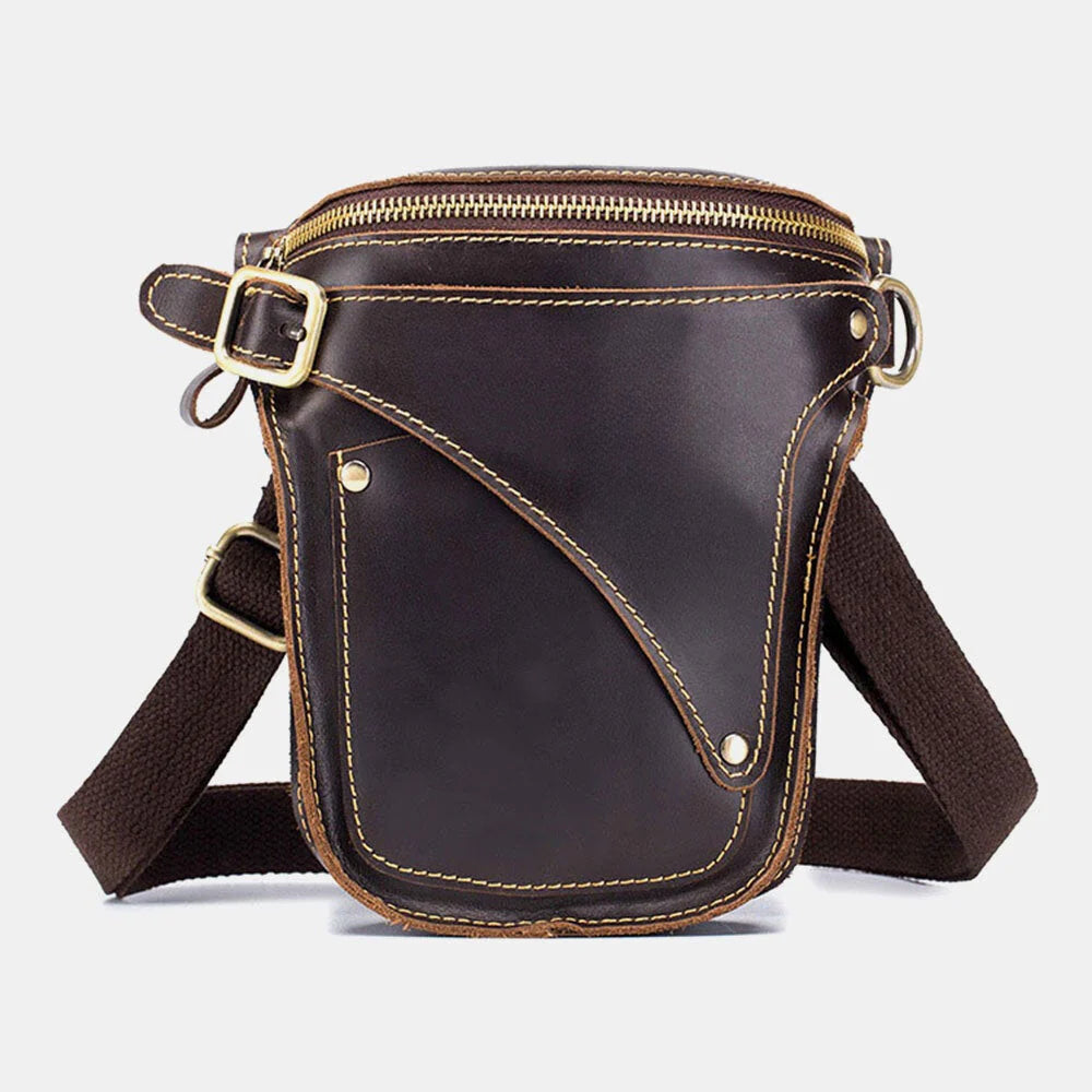 Men's Leather Anti-theft Waterproof Phone Bag, Vintage Crossbody & Waist, Fits 6.5" Devices