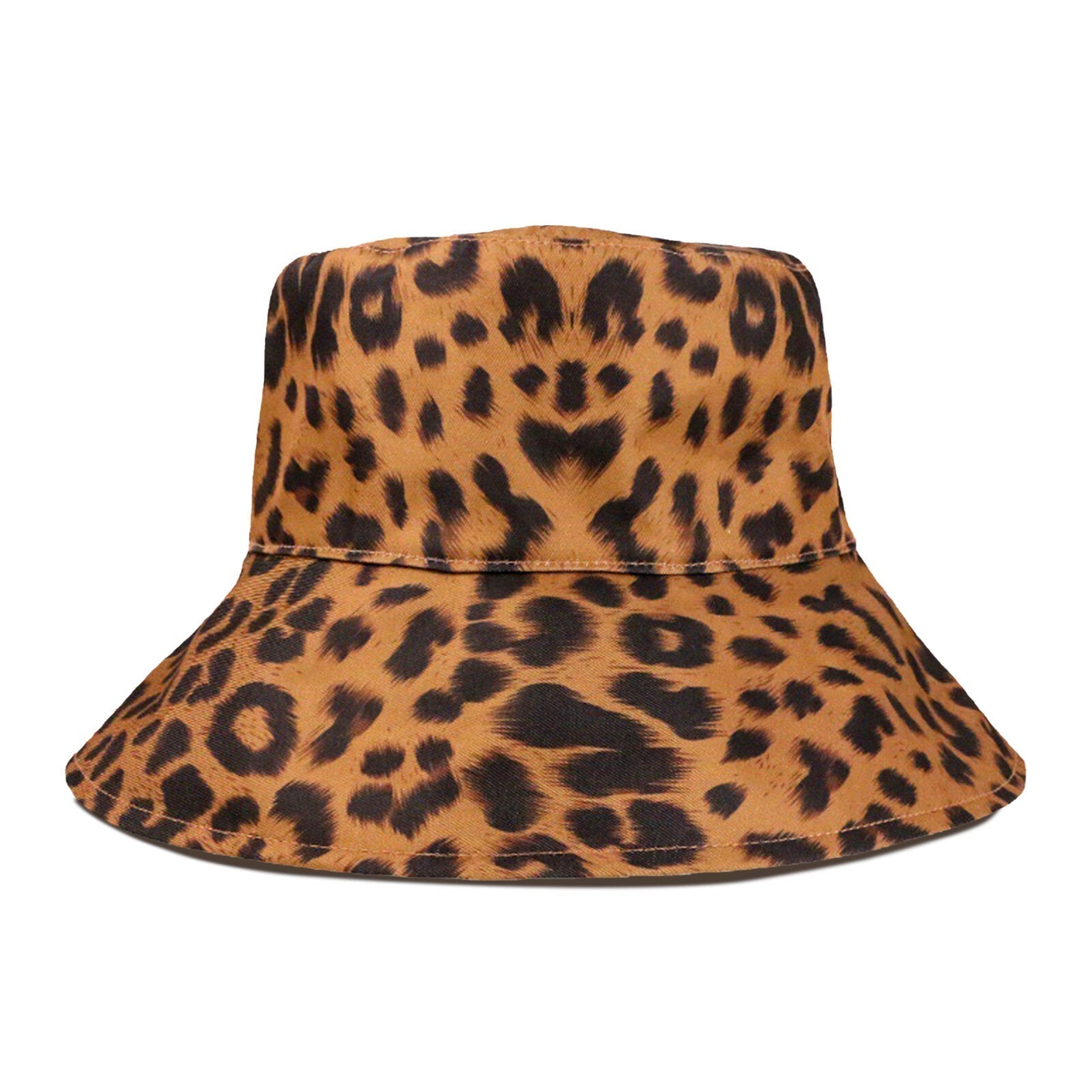 Women's Cotton Leopard Trend Print Bucket Hat Outdoor Casual Sun Hat