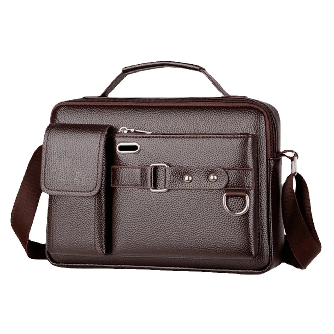 Men's Vintage Leather Crossbody Bag - Large Capacity, Durable, Multifunctional Business Briefcase