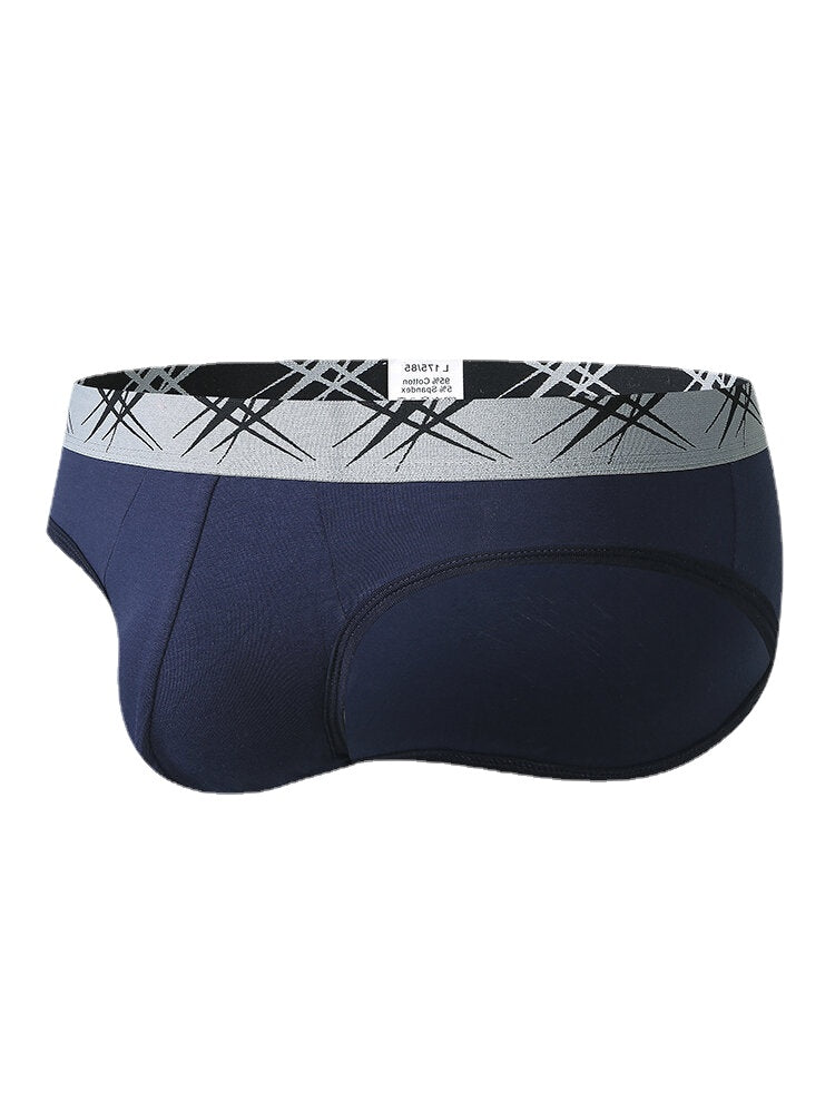 Mens Cotton Solid Color Elastic Mid Waist Breathable Thin Briefs