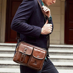 Men Genuine Leather Vintage Business Bag Crossbody Bag Handbag For Work