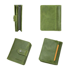 Women Genuine Leather RFID Multi-function Multi Card Slots Brief Card Holder Wallet