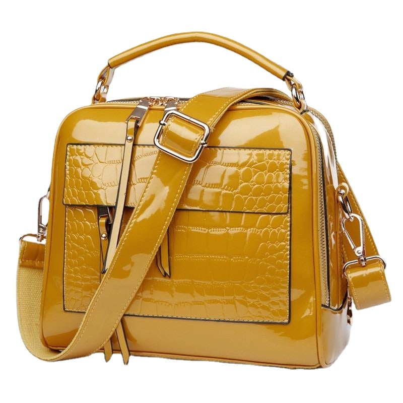 Women Patent Leather Seashell Portable Diagonal Shoulder Messenger Bag