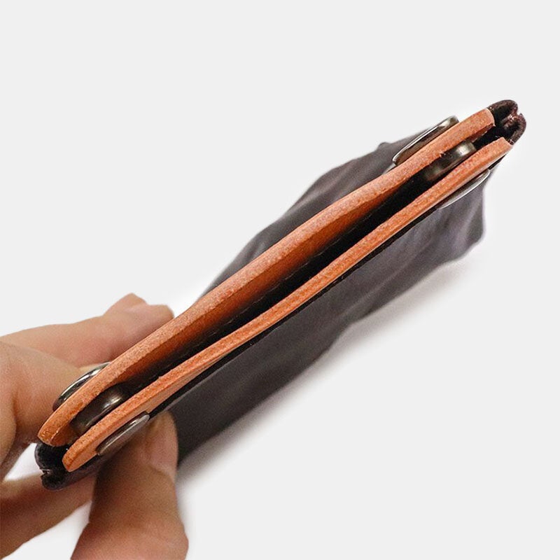 Unisex Vegetable Tanned Leather Wallet  Retro Color Matching Cowhide Coin Purse Card Holder Money Clip