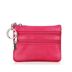 women genuine leather double zipper card holder clutch wallet candy color coin bags