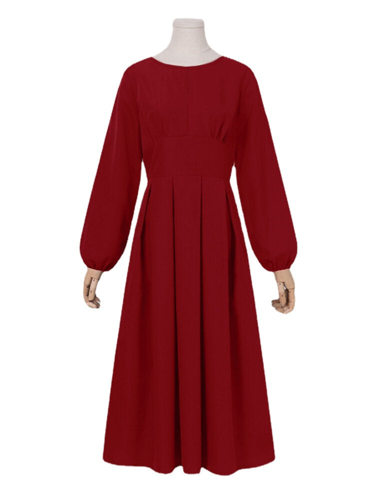 Women Puff Sleeve Party Elegant Calf Length Casual Midi Dresses