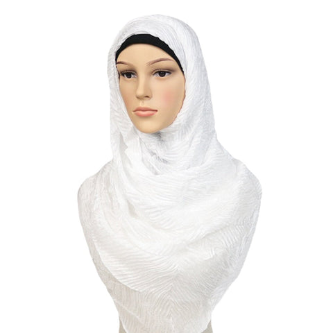 Polyester Solid Color Silk Ethnic Turban Hijab Women Scarf