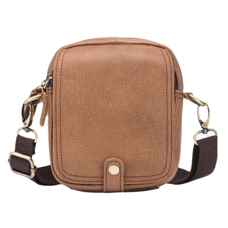 Men's Genuine Leather Multi-Layer Crossbody Shoulder Bag