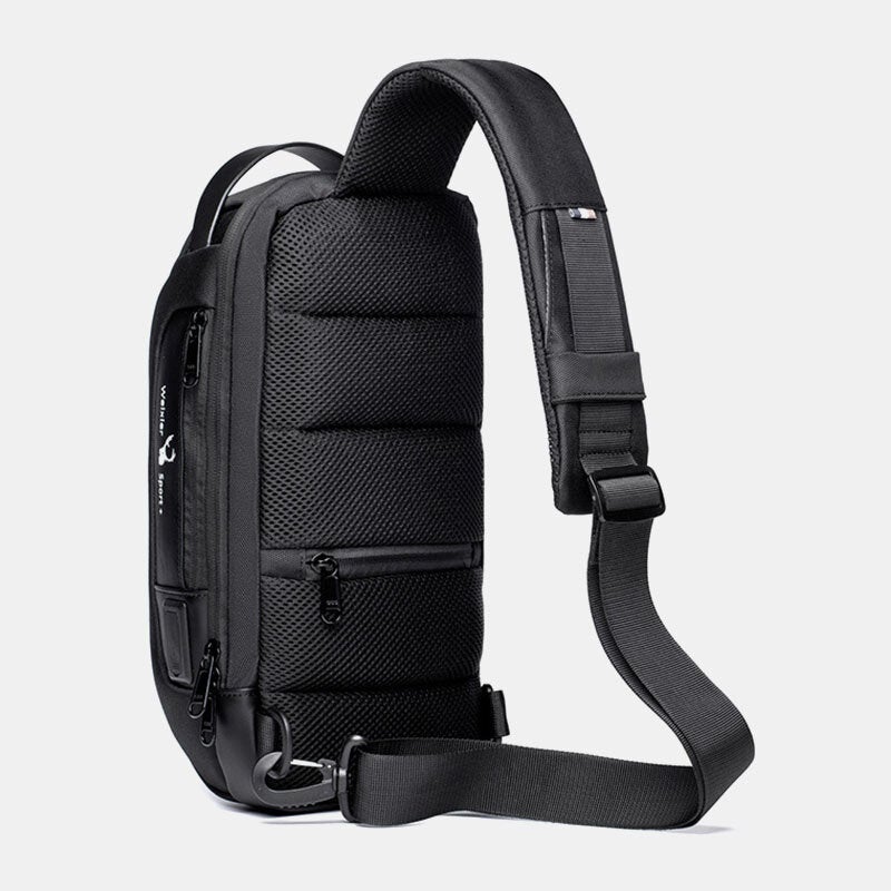 Men Oxford Password USB Charging Anti-theft Multi-Layers Waterproof Crossbody Bag Chest Bag Sling