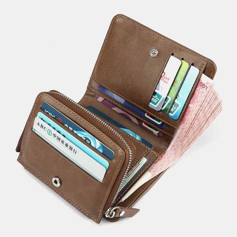 Men Retro Zipper Wallet Card Holder Coin Bag Card Holder