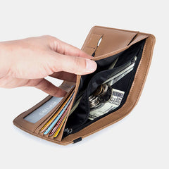 Unisex Genuine Leather RFID Multifunction Multi-card Slot Passport Bag Wallet With Elastic Strap