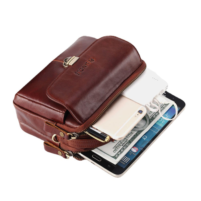 Men Genuine Leather Small Crossbody Bag Handbag Phone Bag