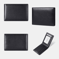 Men Genuine Leather RFID Anti-theft Push Card Slot Multi-Slot License Case Card Holder Wallet