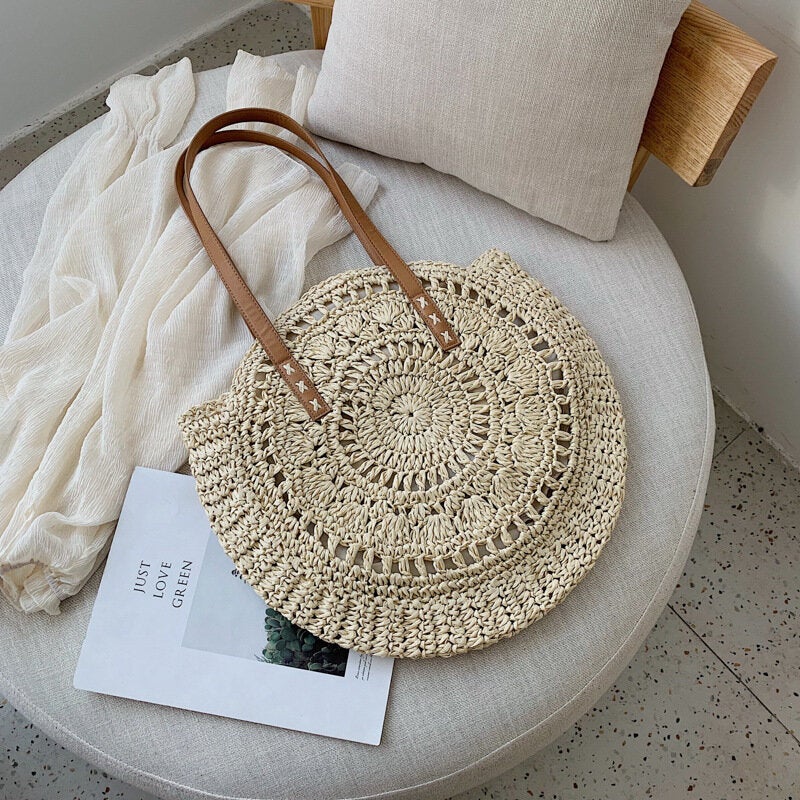 women summer beach large capacity straw woven handbag tote bag