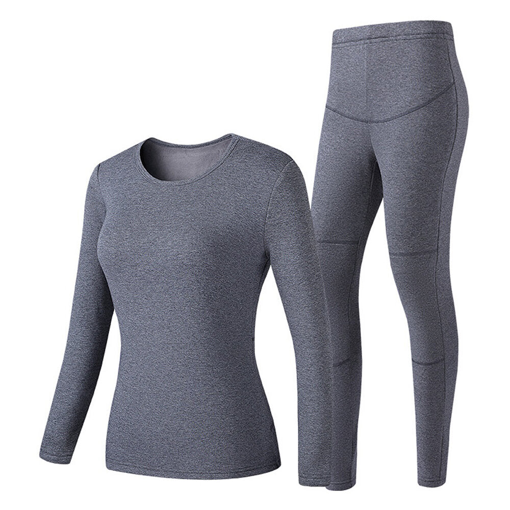 Electric Heated Underclothes Set for Men & Women Shirt + Trousers Velvet Lined Thermal Winter Clothing