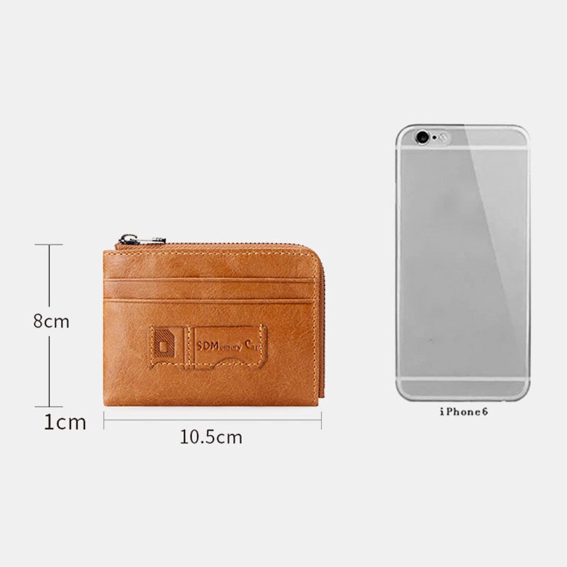 Men Genuine Leather Wallets Retro Multifunctional RFID Anti-theft Brush Card Holder Money Clip Coin Purse Cowhide