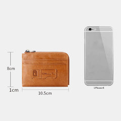 Men Genuine Leather Wallets Retro Multifunctional RFID Anti-theft Brush Card Holder Money Clip Coin Purse Cowhide