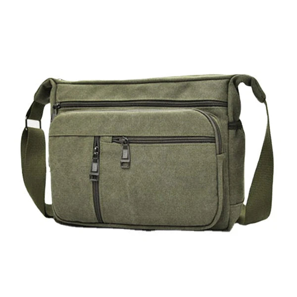 Men's Large Capacity Canvas Crossbody Shoulder Bag - Multi-layer Casual Design