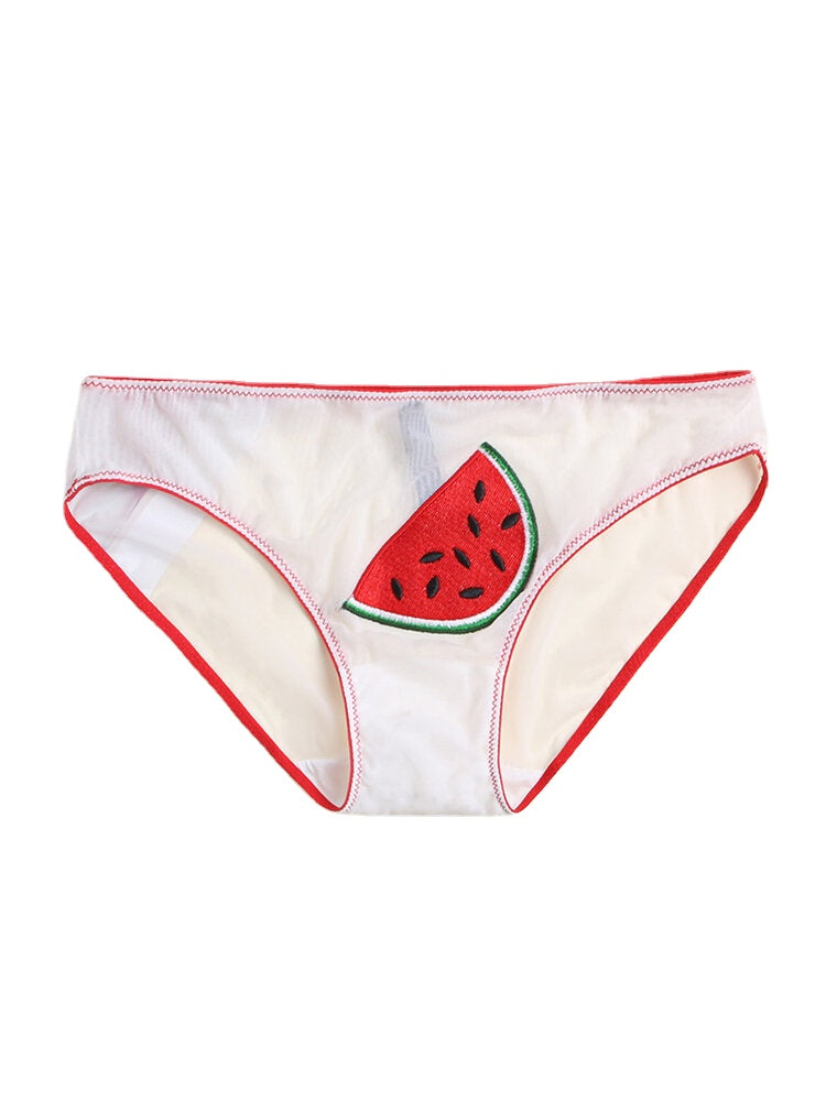 Women's Daisy Fruit Print Mesh Breathable Hip Panty