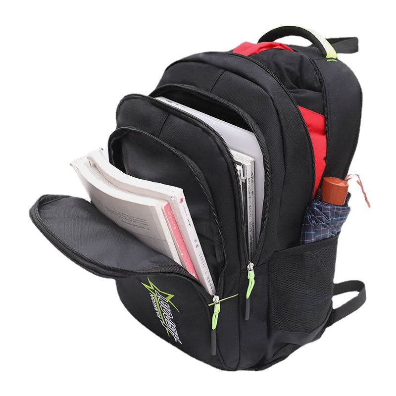 Unisex Nylon Multi-Layers Large Capacity Solid Color School Bag Travel Backpack